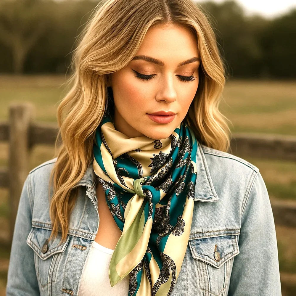 Plain Turquoise Paisley Scarf