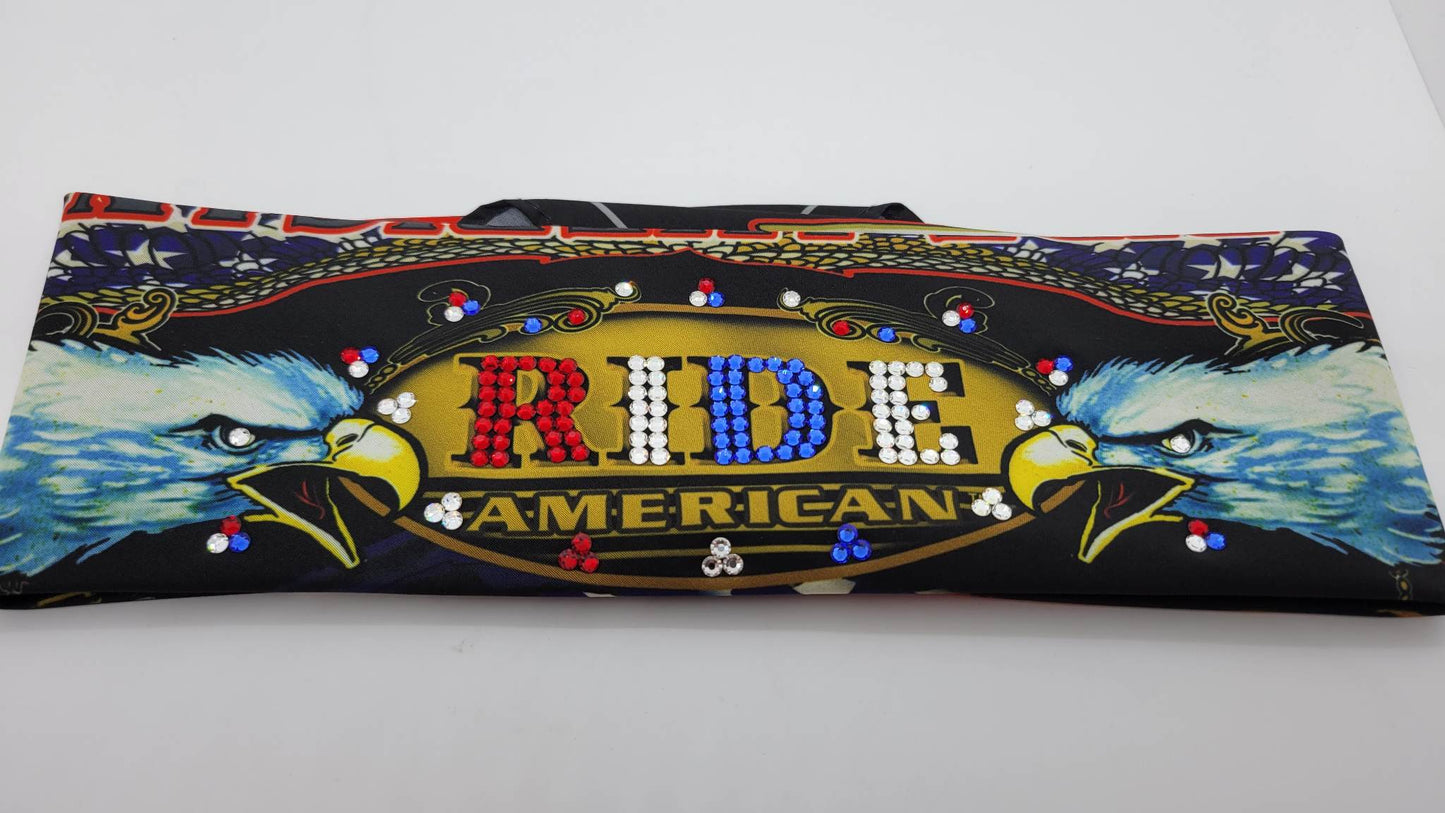 RIDE American with Red, Blue and Diamond Clear Austrian Crystals (Sku1087)