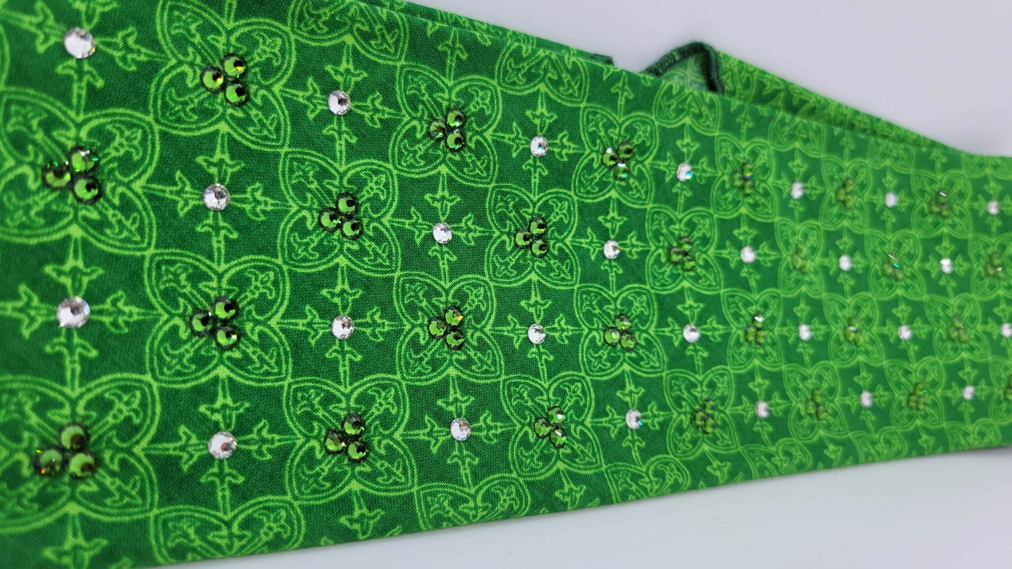 Celtic Pattern with Green and diamond Clear Austrian Crystals (Sku1114)
