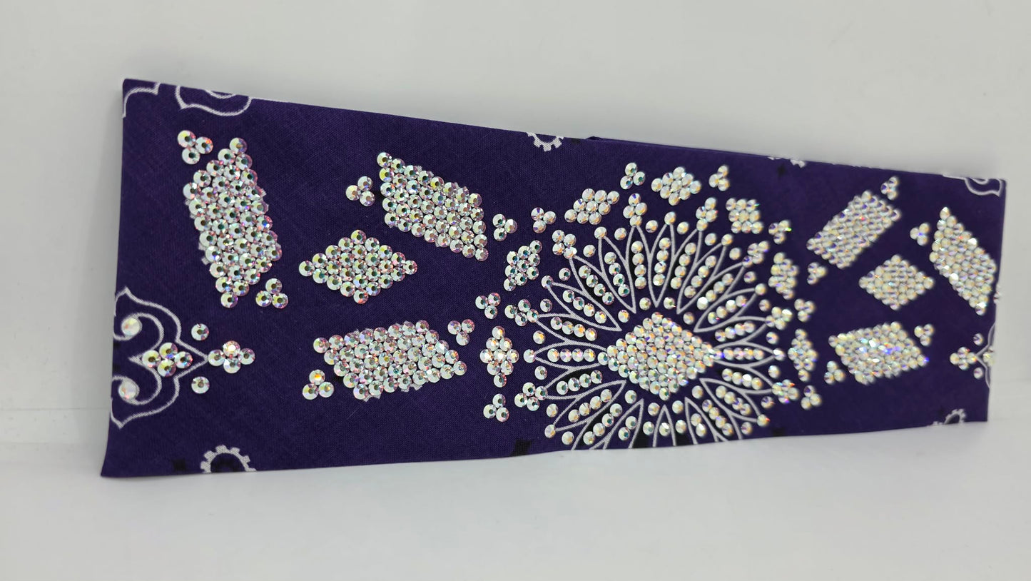 Super LeeAnnette Purple Paisley Bandana with Aurora Borealis Austrian Crystals (S48145)