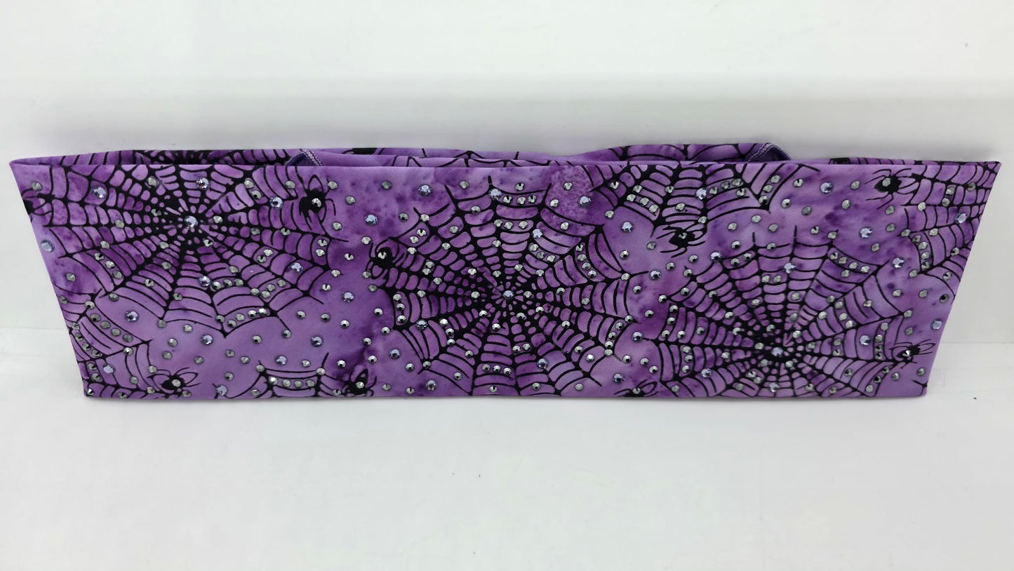 LeeAnnette Purple Spider Webs Bandana with Light Purple and Black Austrian Crystals (L40228)