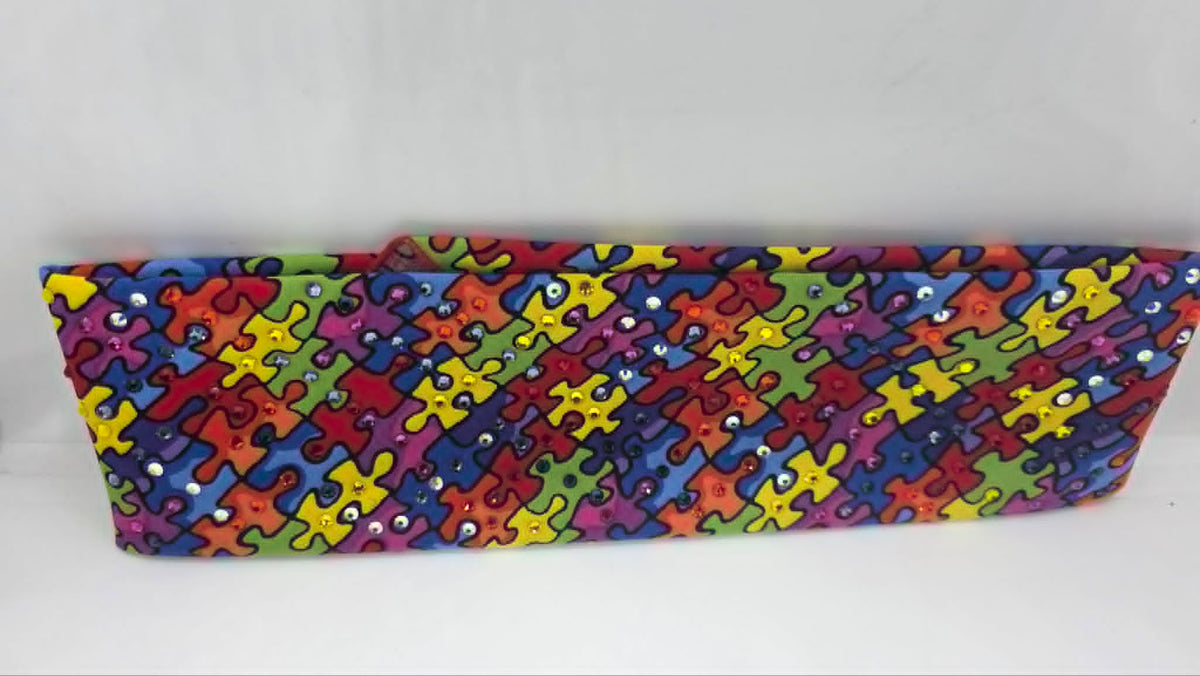 Autism Puzzle Pieces Bandana with Multiple Colors of Austrian Crystals (E60150)
