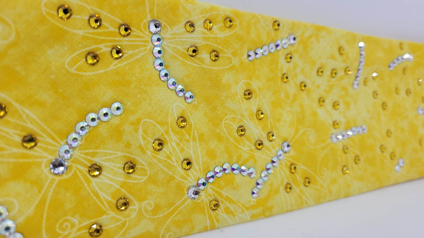 Yellow Dragonfly Bandana with Aurora Borealis and Yellow Austrian Crystals (Sku1264)