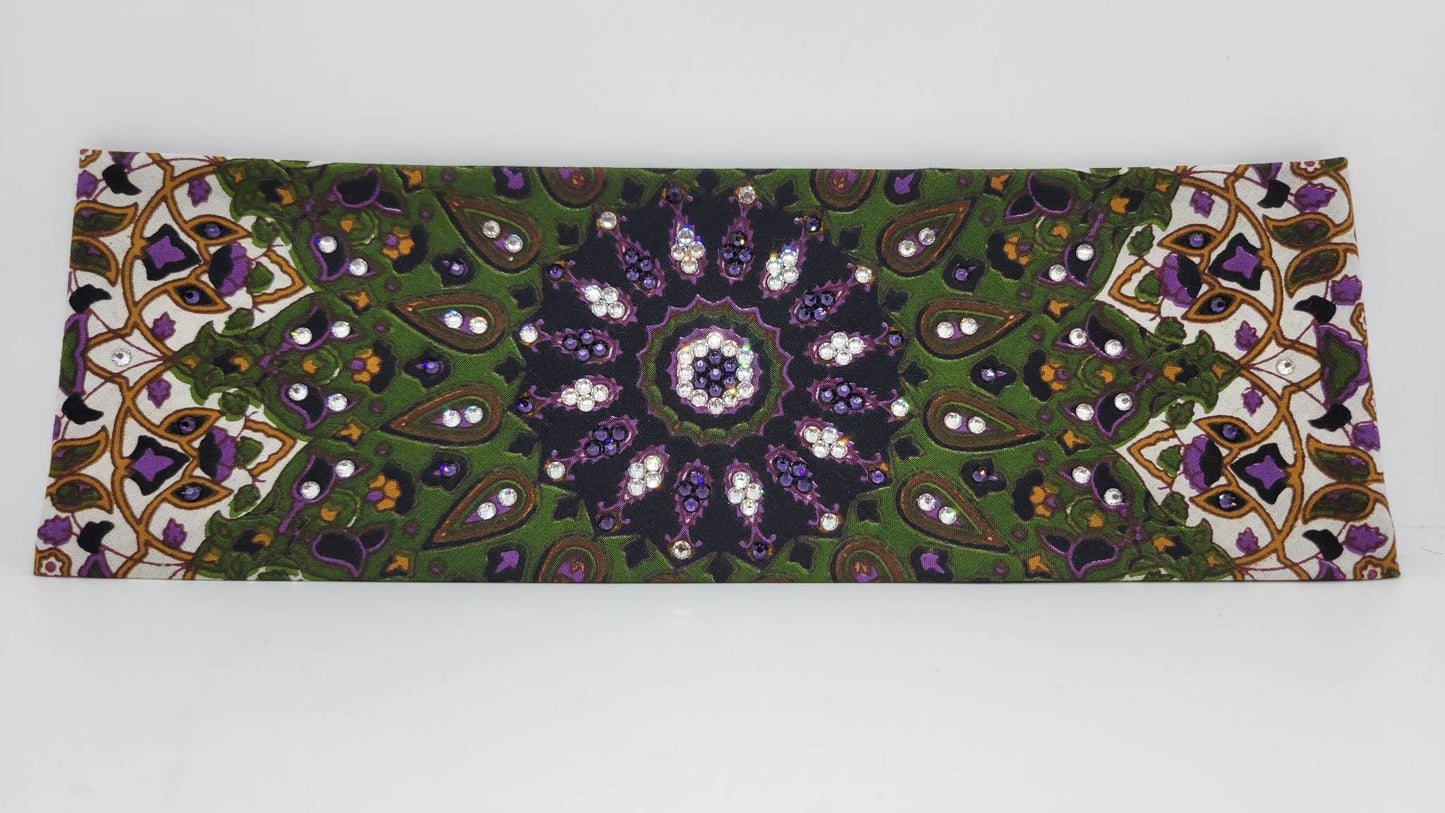 Green Indian with Purple and Diamond Clear Austrian Crystals (Sku1297)