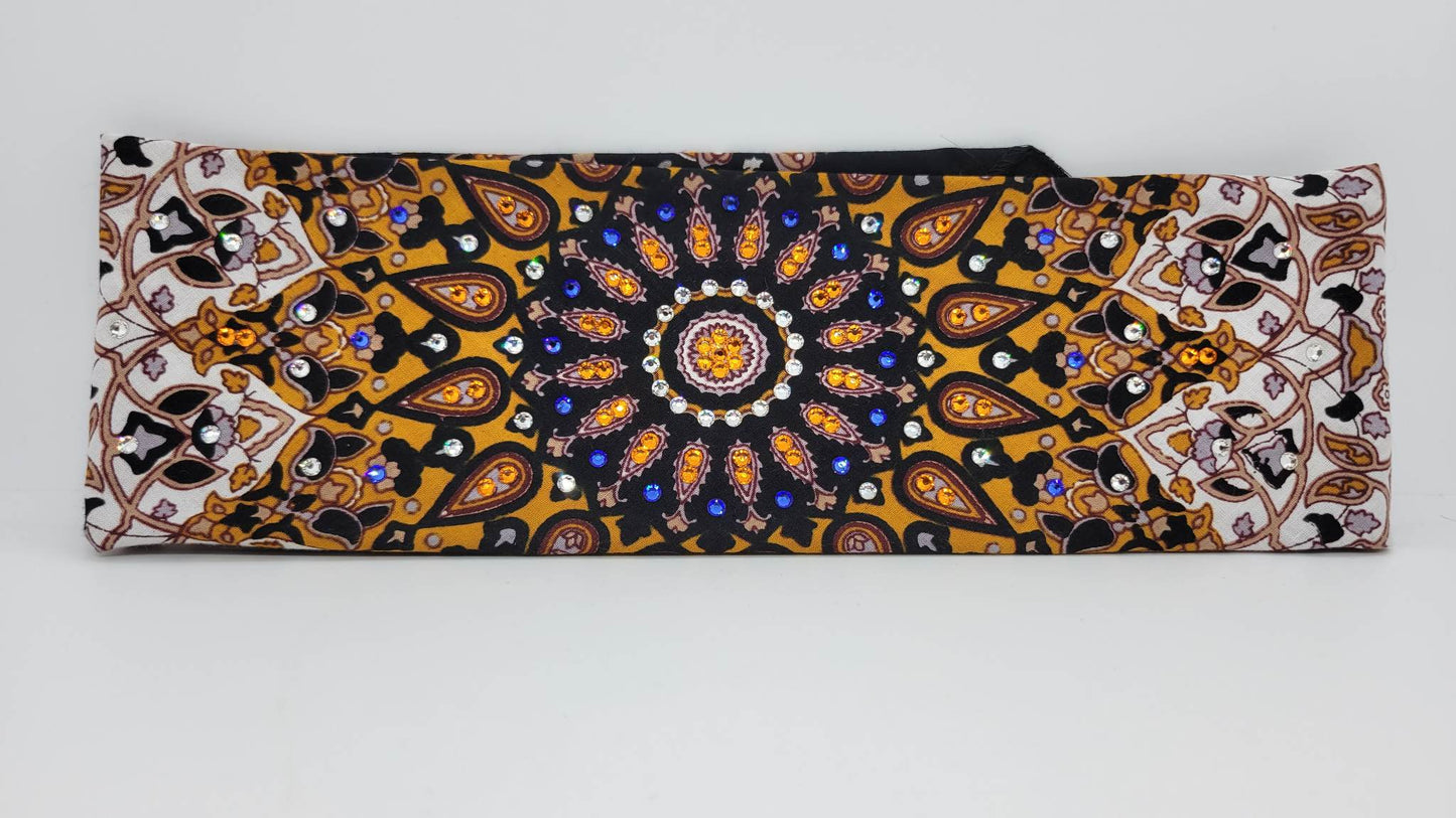 Mustard Indian with Orange, Blue and Diamond Clear Austrian Crystals (Sku1310)