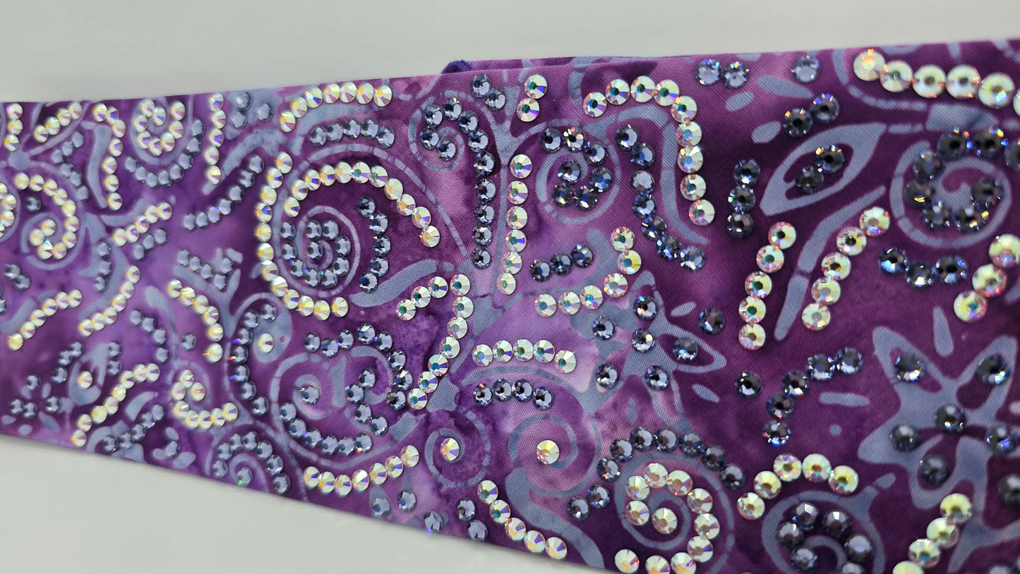 Super LeeAnnette Purple Batik Bandana with Light Purple and Aurora Borealis Austrian Crystals (S48142)