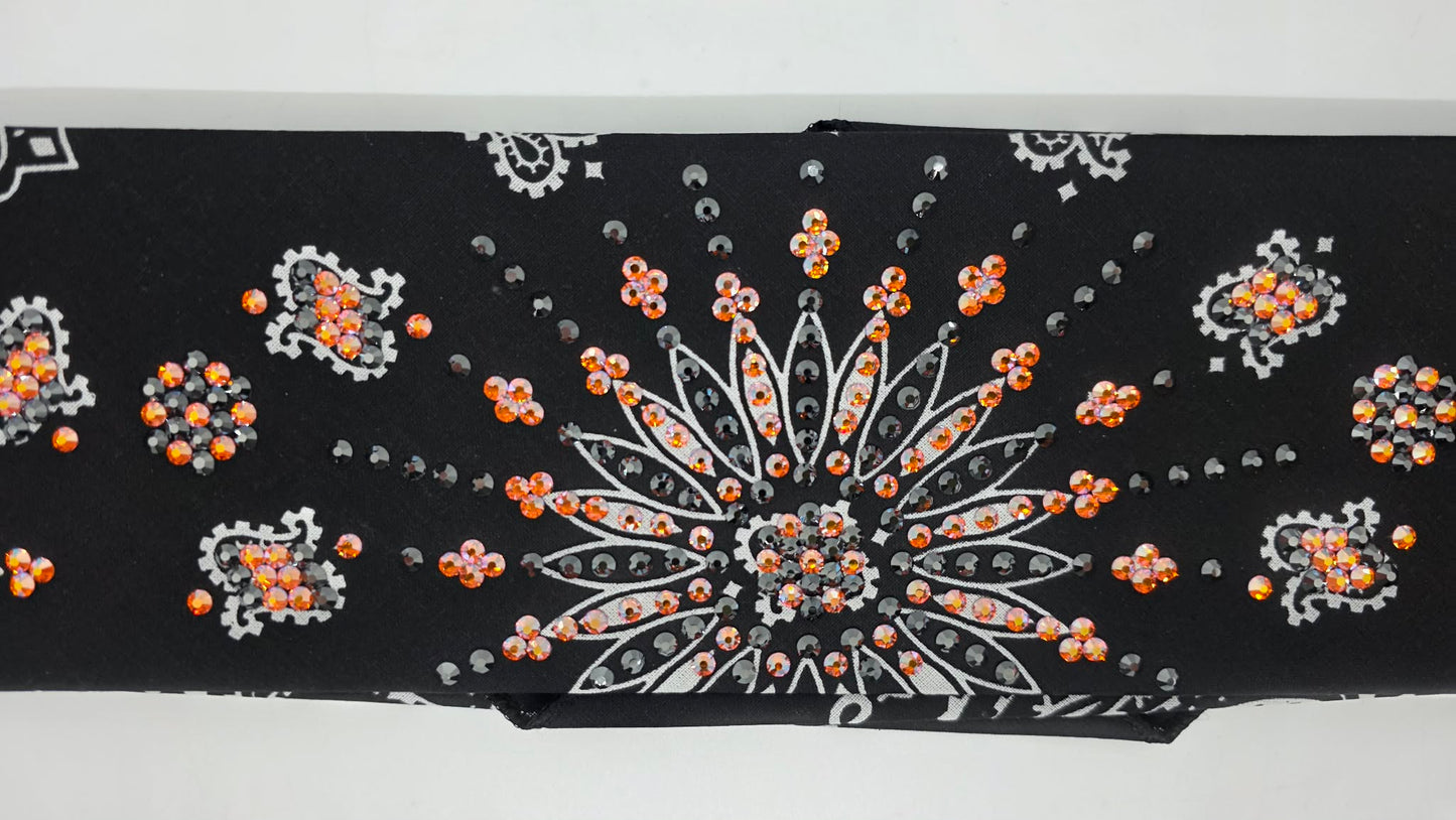 LeeAnnette Black Paisley Bandana with Sun Shimmer and Black Austrian Crystals (L40209)