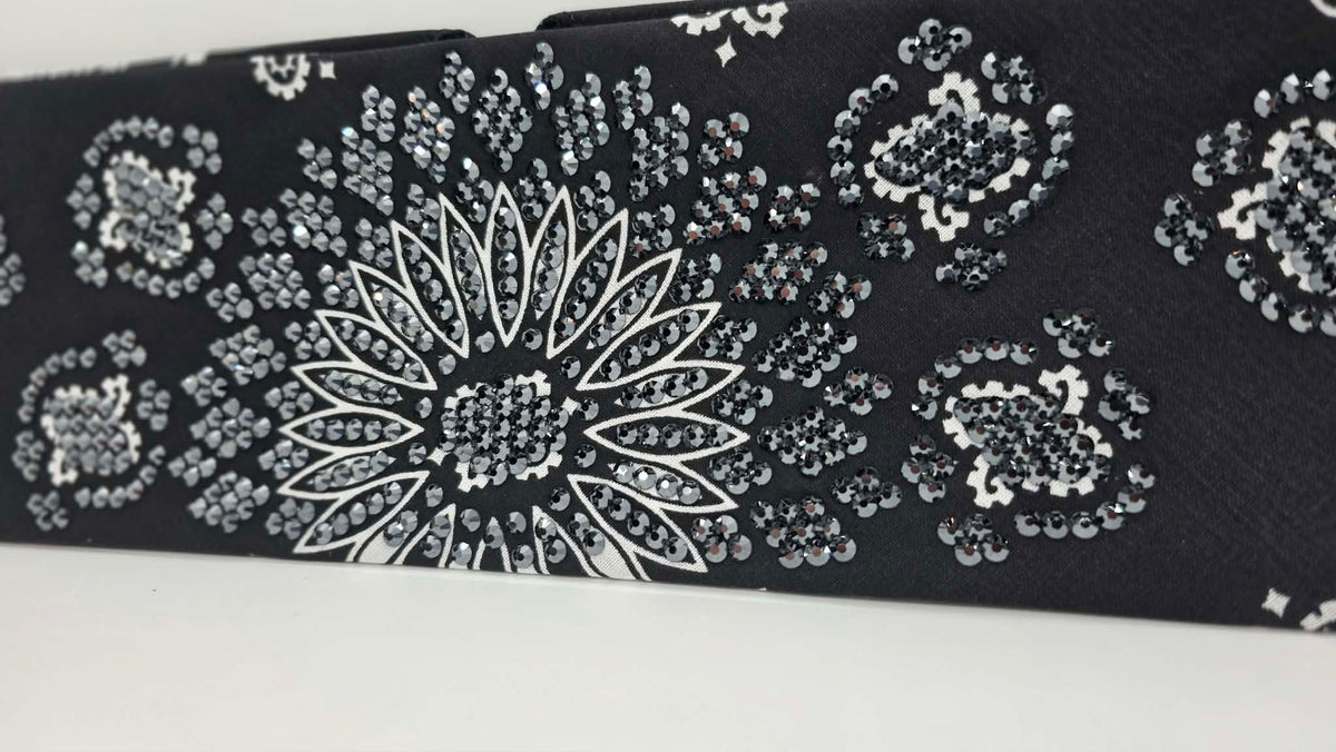 Super LeeAnnette Black Paisley Bandana with Black Austrian Crystals (S48188)