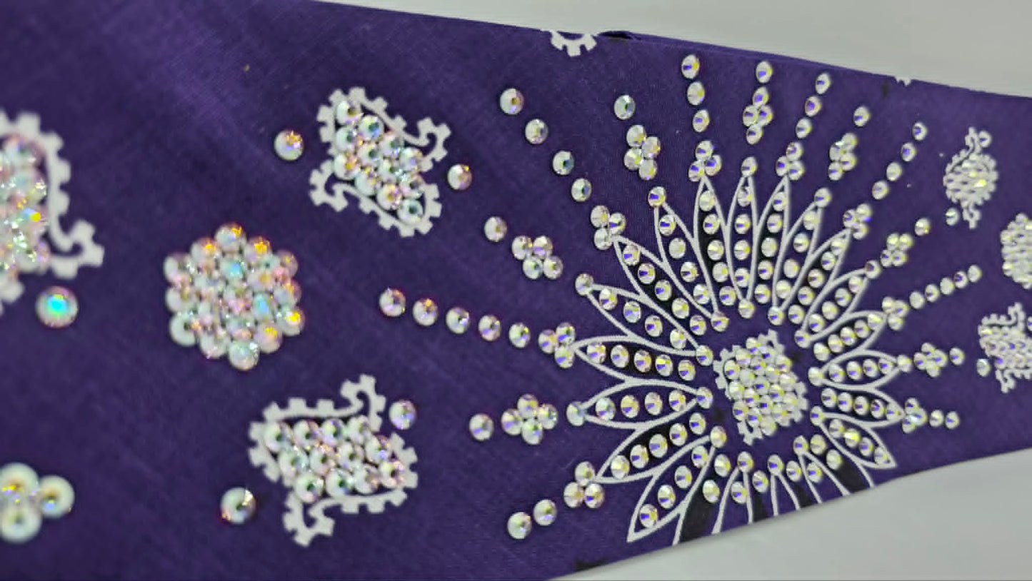 LeeAnnette Purple Paisley Bandana with Aurora Borealis Austrian Crystals (L40235)
