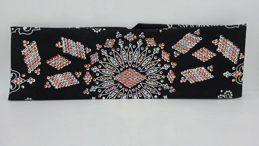 Super LeeAnnette Black Paisley Bandana with Sun Shimmer and Diamond Clear Austrian Crystals (S48118)