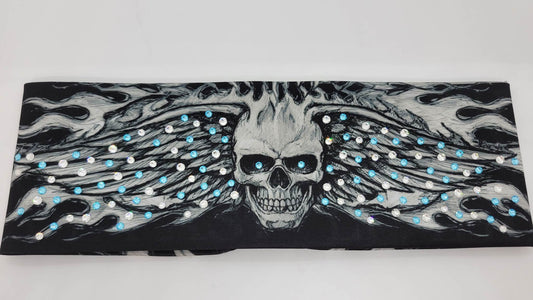 Wing Skull with Turquoise and Diamond Clear Austrian Crystals (Sku1564)