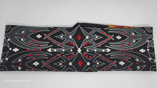 Tribal Bandana with Red and Clear Austrian Crystals (Sku1671)