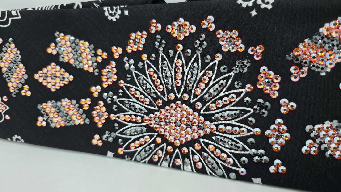 Super LeeAnnette Black Paisley Bandana with Sun Shimmer and Black Austrian Crystals (S48117)