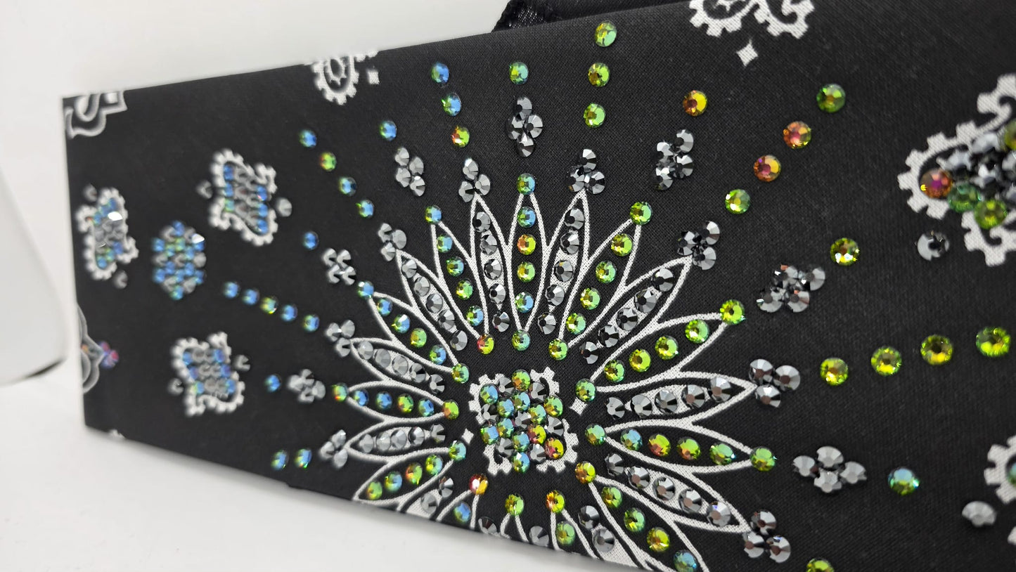 LeeAnnette Black Paisley Bandana with Vitrail and Black Austrian Crystals (L40201)