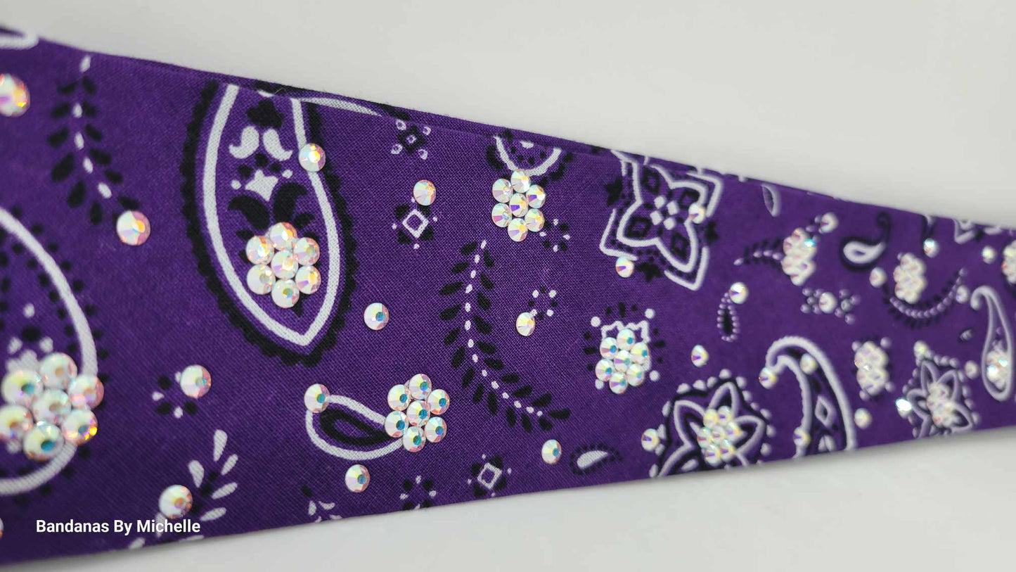 Narrow Purple Scatter Paisley with Aurora Borealis Austrian Crystals (Sku1686)