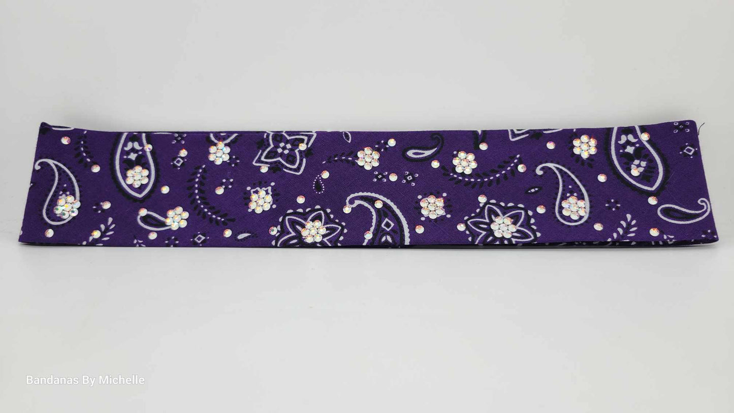 Narrow Purple Scatter Paisley with Aurora Borealis Austrian Crystals (Sku1686)