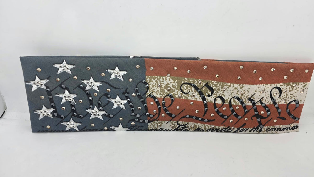 We The People Bandana with Black, Honey and Clear Austrian Crystals (E60176)