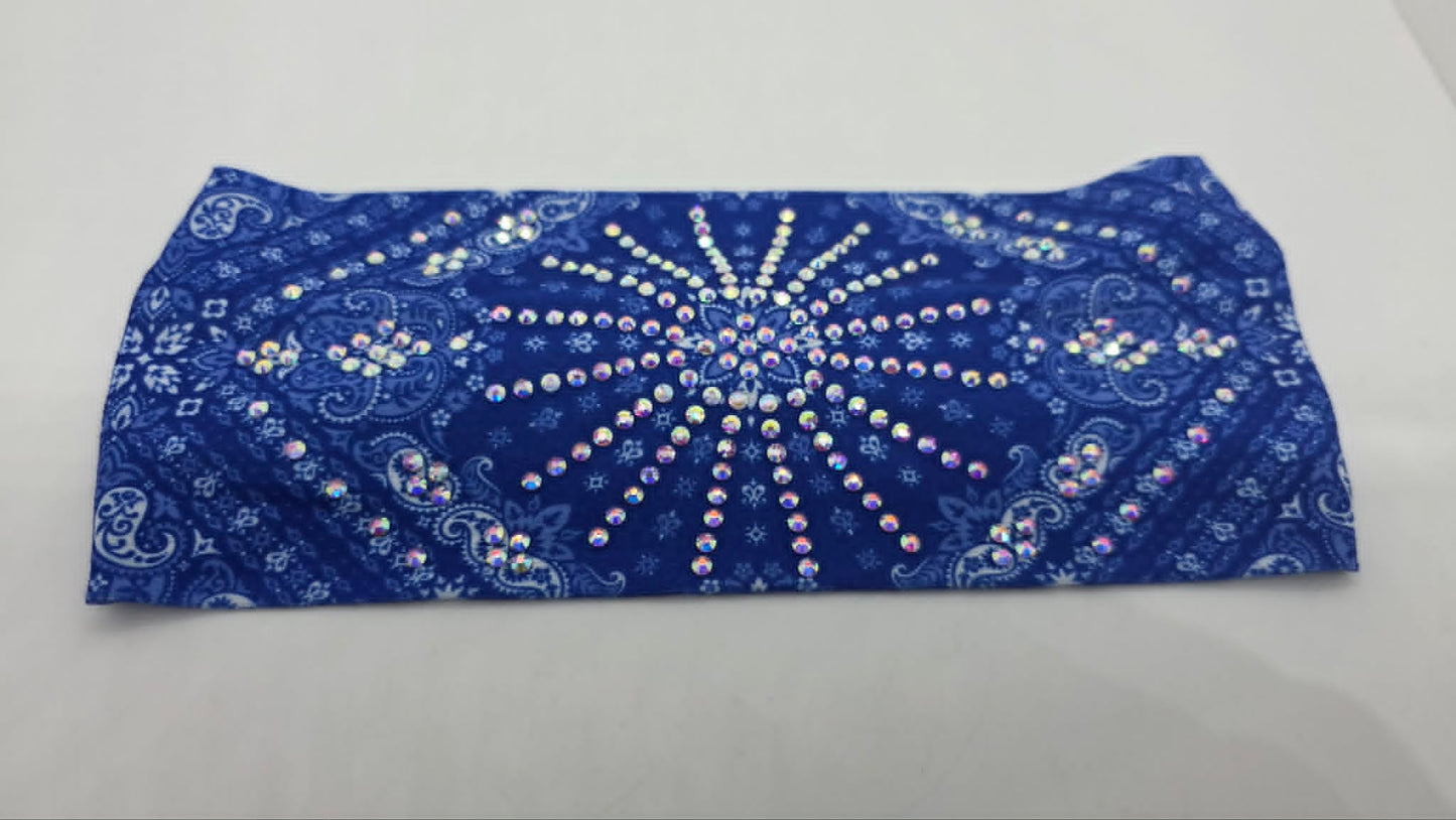 Stretchy Headband Blue with Aurora Borealis Crystals (Sku5475)