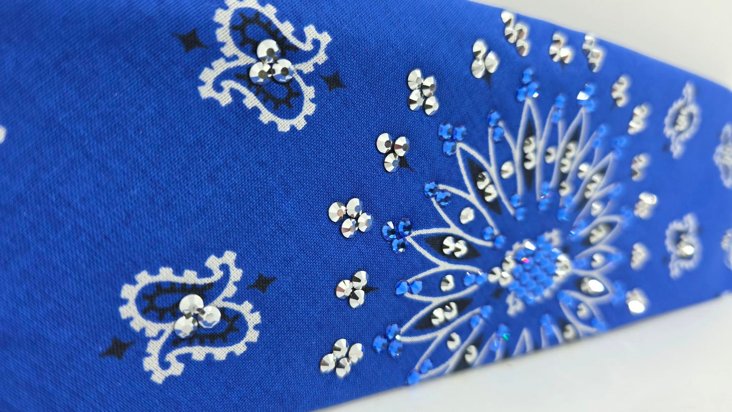Royal Blue Bandana with Blue and Chrome Austrian Crystals (E60130)
