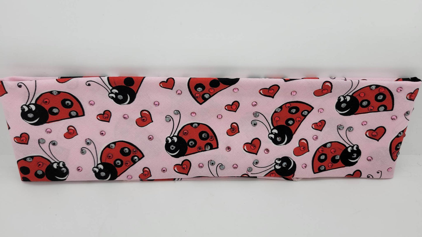 Lady Bug with Pink and Black Austrian Crystals (Sku1857)