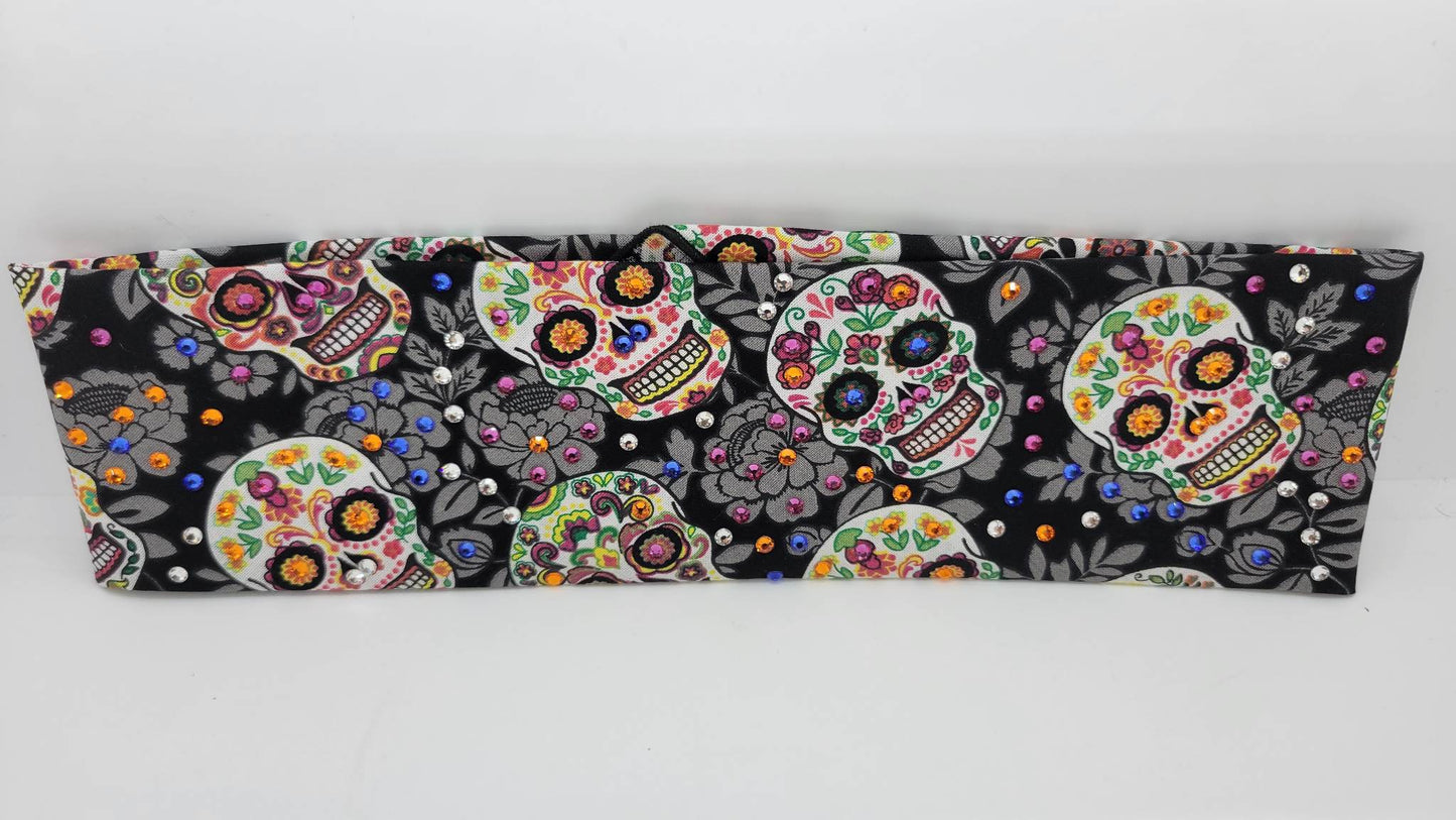 Grey Sugar Skulls with Multi-Colors of Austrian Crystals (Sku1875)