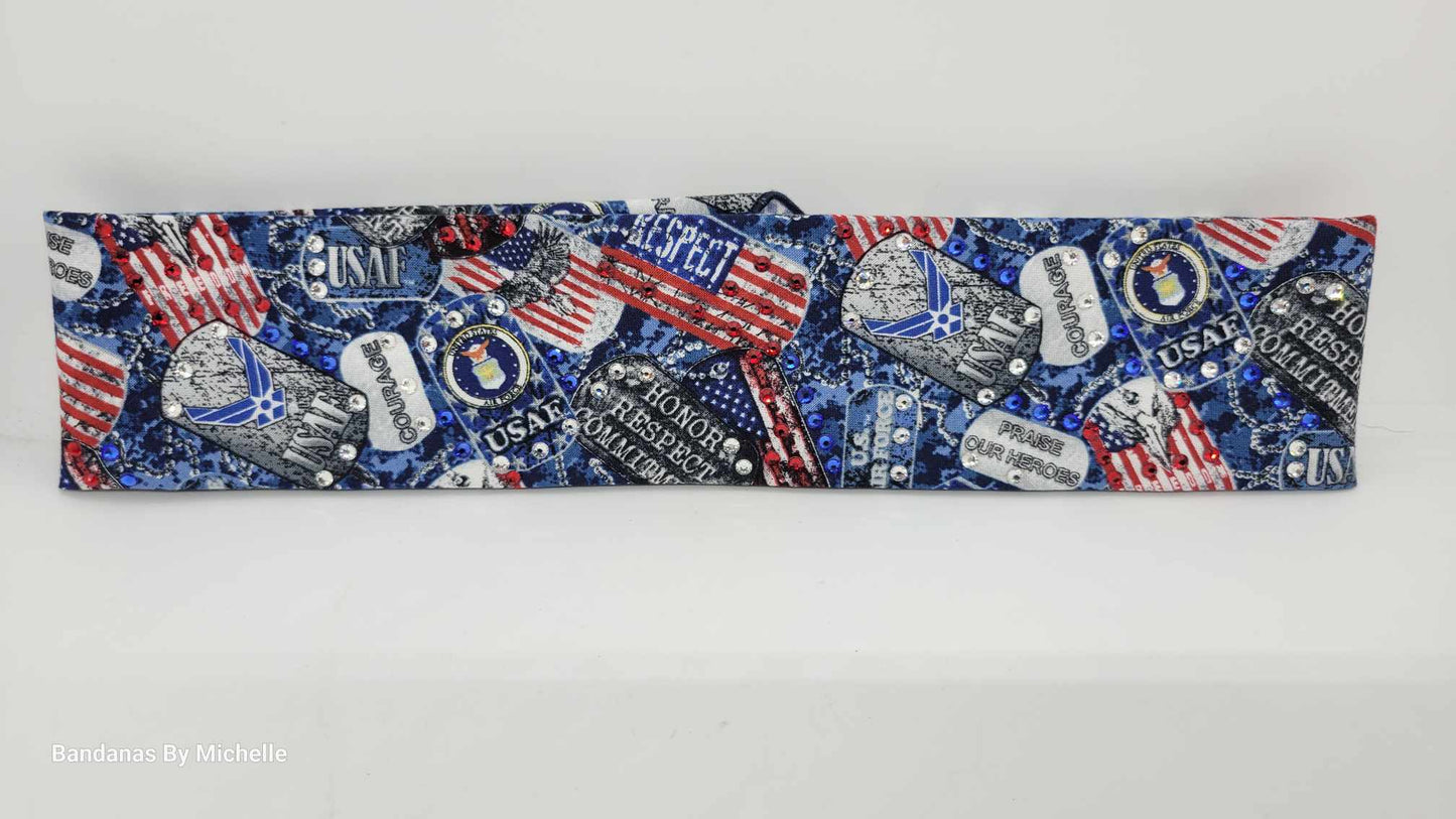 Narrow Air Force Bandana with Austrian Crystals (Sku1888)