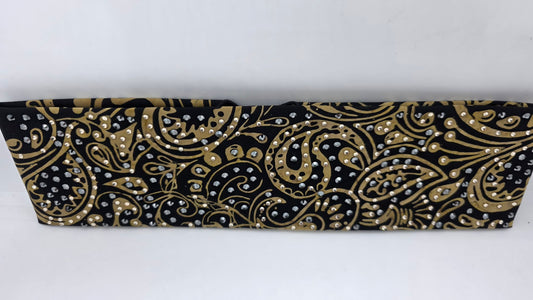 LeeAnnette Black and Gold Scroll Bandana with Honey and Black Austrian Crystals (L40214)