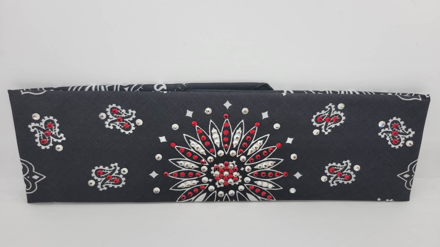 Black Paisley With Diamond Clear and Red Austrian Crystals (Sku1928)