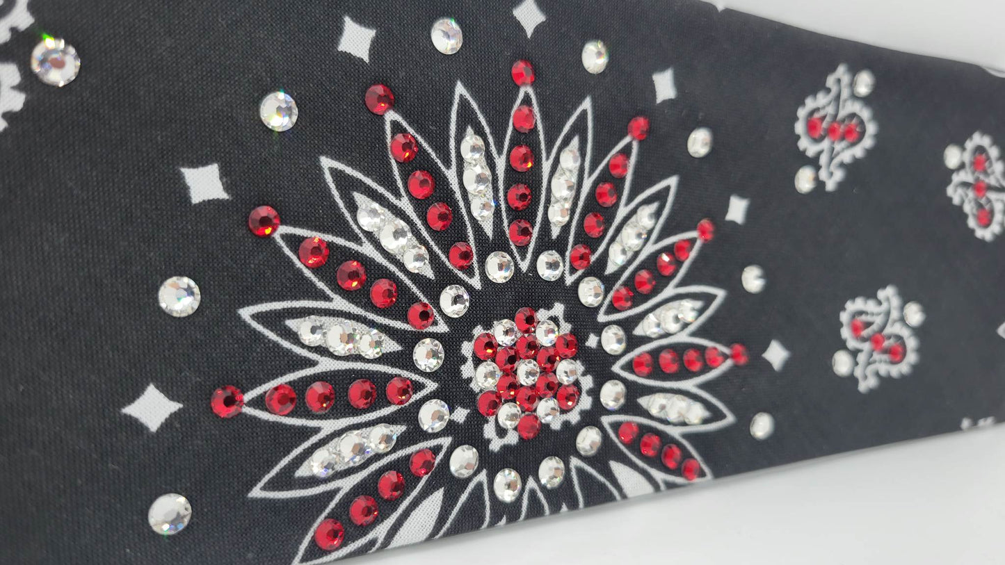 Black Paisley With Diamond Clear and Red Austrian Crystals (Sku1928)