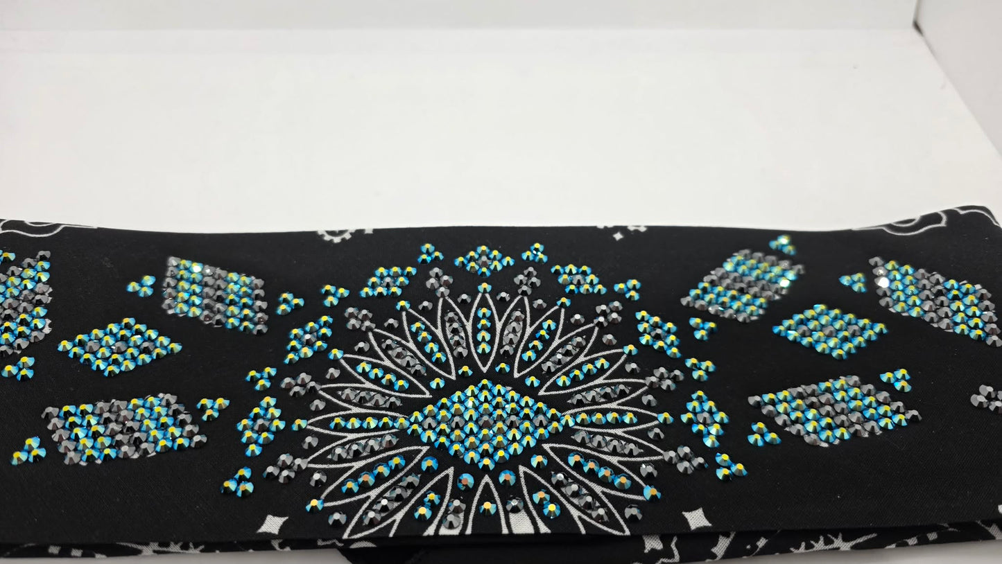 Super LeeAnnette Black Paisley Bandana with Jet Shimmer and Black Austrian Crystals (S48126)