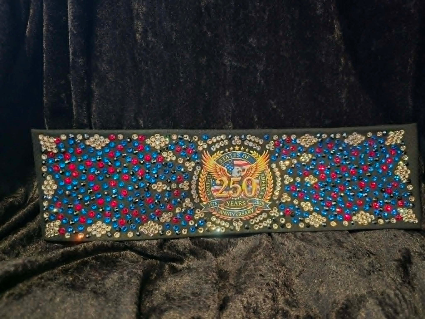 Extra Super LeeAnnette 250th Anniversary Bandana with Black,Capri, Red and Honey Austrian Crystals (S48165)
