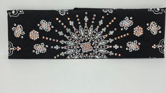 LeeAnnette Black Paisley Bandana with Sun Shimmer and Diamond Clear Austrian Crystals (L40211)