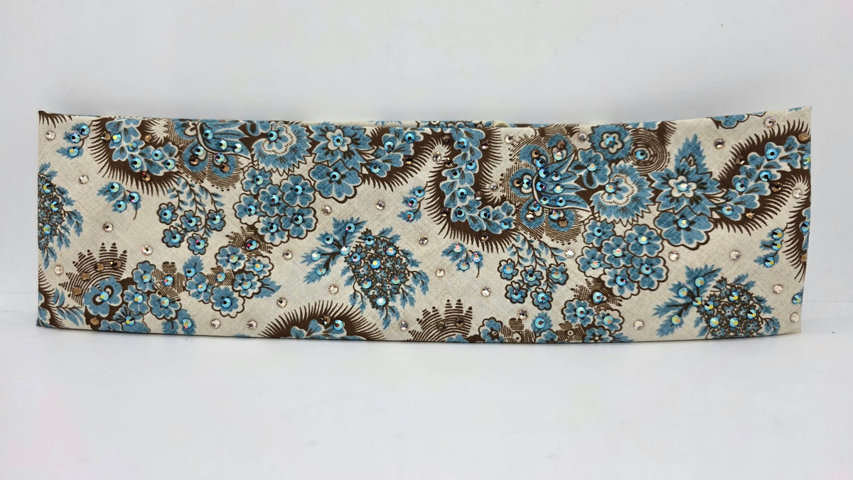 Flower Dragon Bandana with Dark Red Shimmer, Honey and Brown Austrian Crystals (E60177)