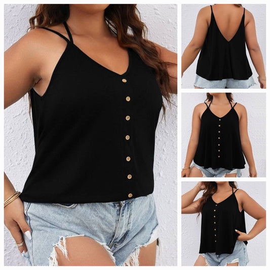 Plus Size Casual V neck Camisole