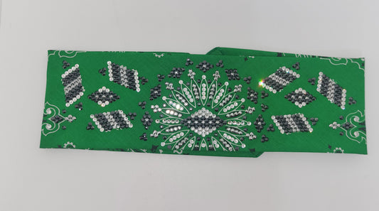 Super LeeAnnette Kelly Green Paisley with Black, Chrome & Clear Austrian Crystals (Sku4469)