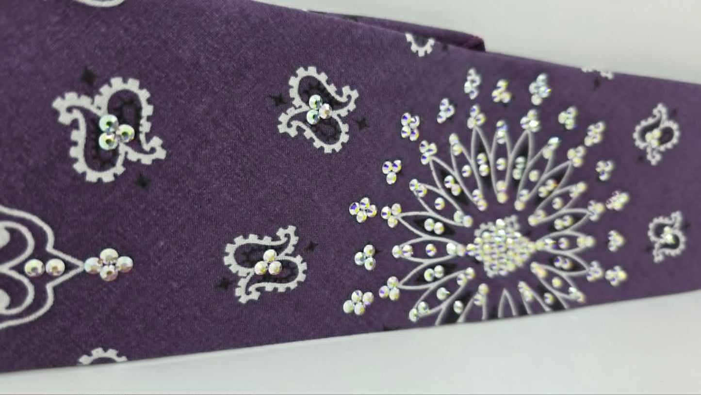 Plum Paisley Bandana with Aurora Borealis Austrian Crystals (E60135)