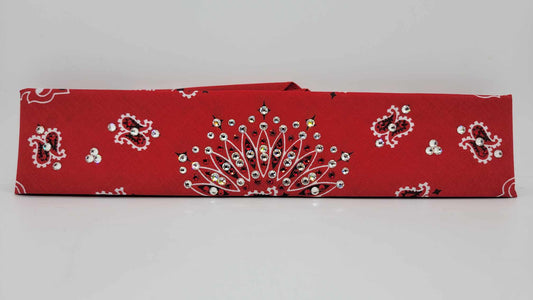Narrow Red Paisley with Red and Diamond Clear Austrian Crystals (Sku2101)