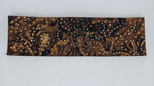 LeeAnnette Brown Marble Bandana with Golden Brown, Honey and Black Austrian Crystals (L40230)