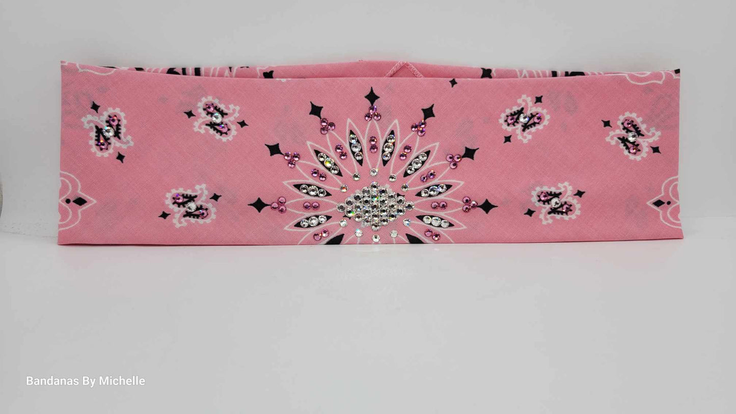 Light Pink Paisley with Pink and Diamond Clear Austrian Crystals (Sku2150)