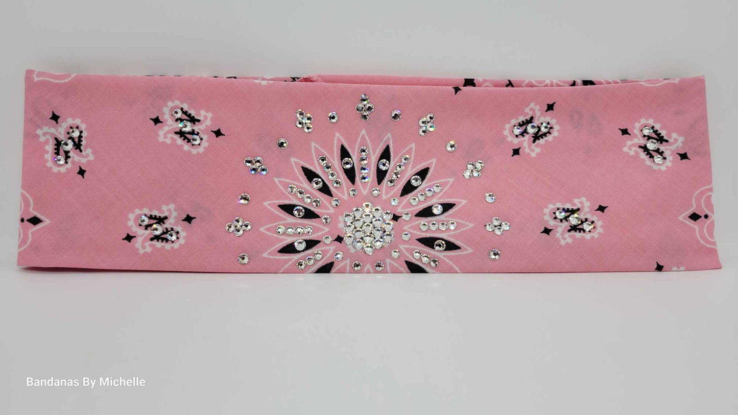 Light Pink Paisley with Diamond Clear Austrian Crystals (Sku2151)