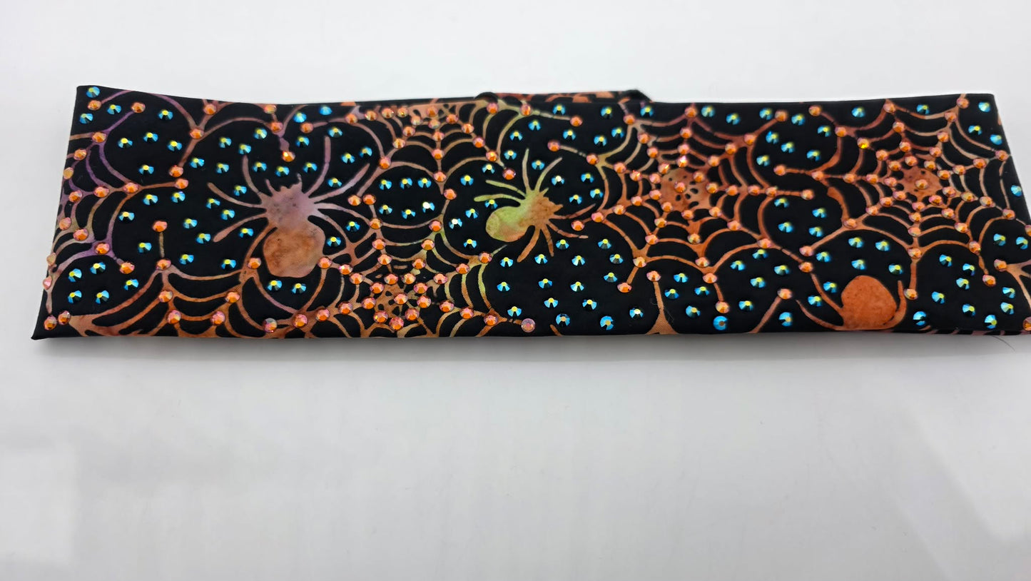 LeeAnnette Spider and Web Bandana with Jet Shimmer and Lava Austrian Crystals (L40217)