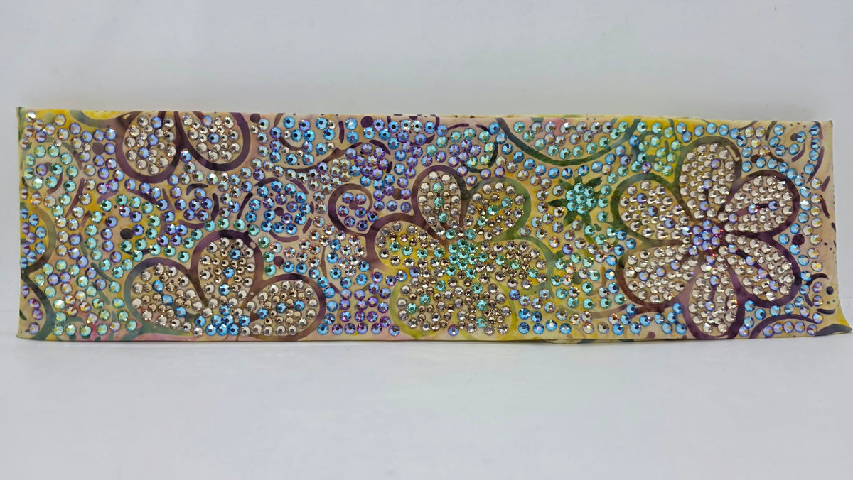 Super Duper LeeAnnette Batik Flowers Bandana with Multi-color Austrian Crystals (D49512)