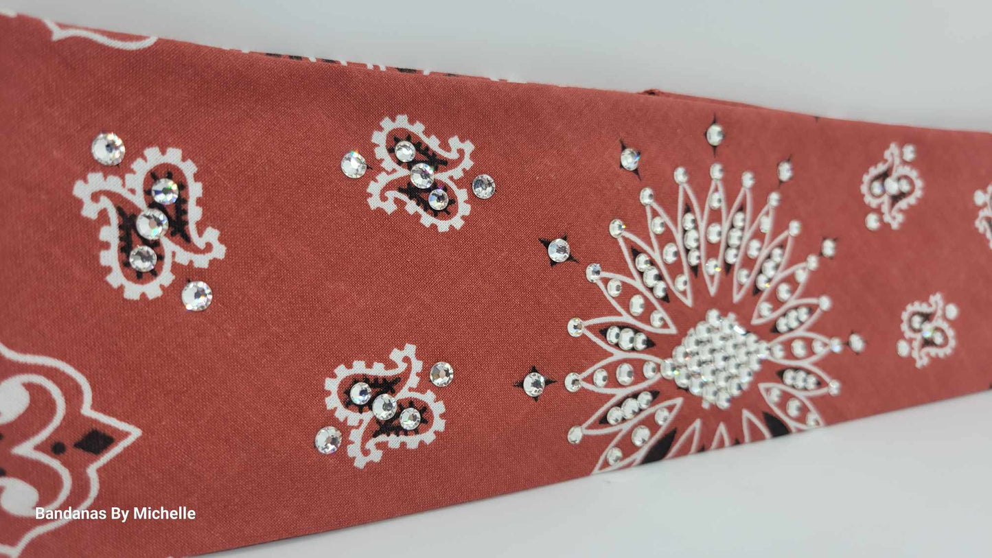 Terracotta Paisley with Diamond Clear Austrian Crystals (Sku2180)