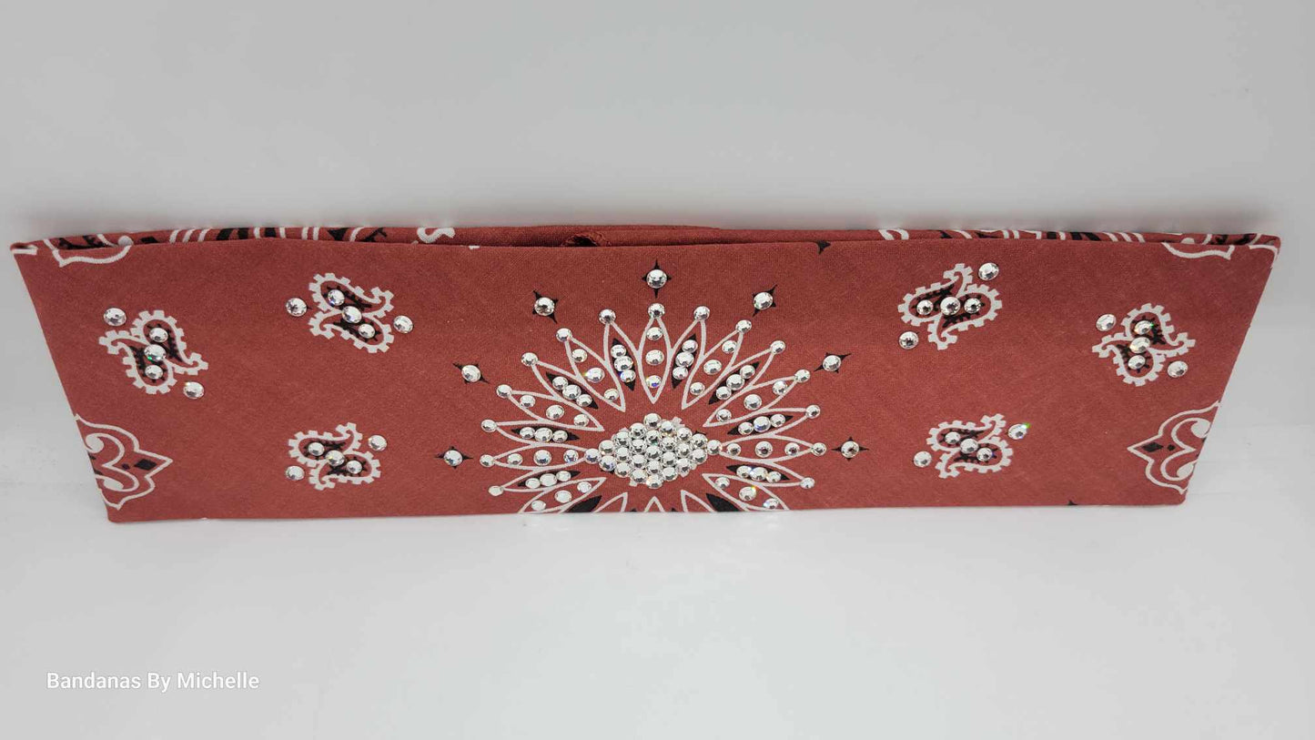 Terracotta Paisley with Diamond Clear Austrian Crystals (Sku2180)