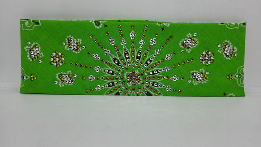 LeeAnnette Lime Green Paisley Bandana with Vitrail and Diamond Clear Austrian Crystals (L40229)