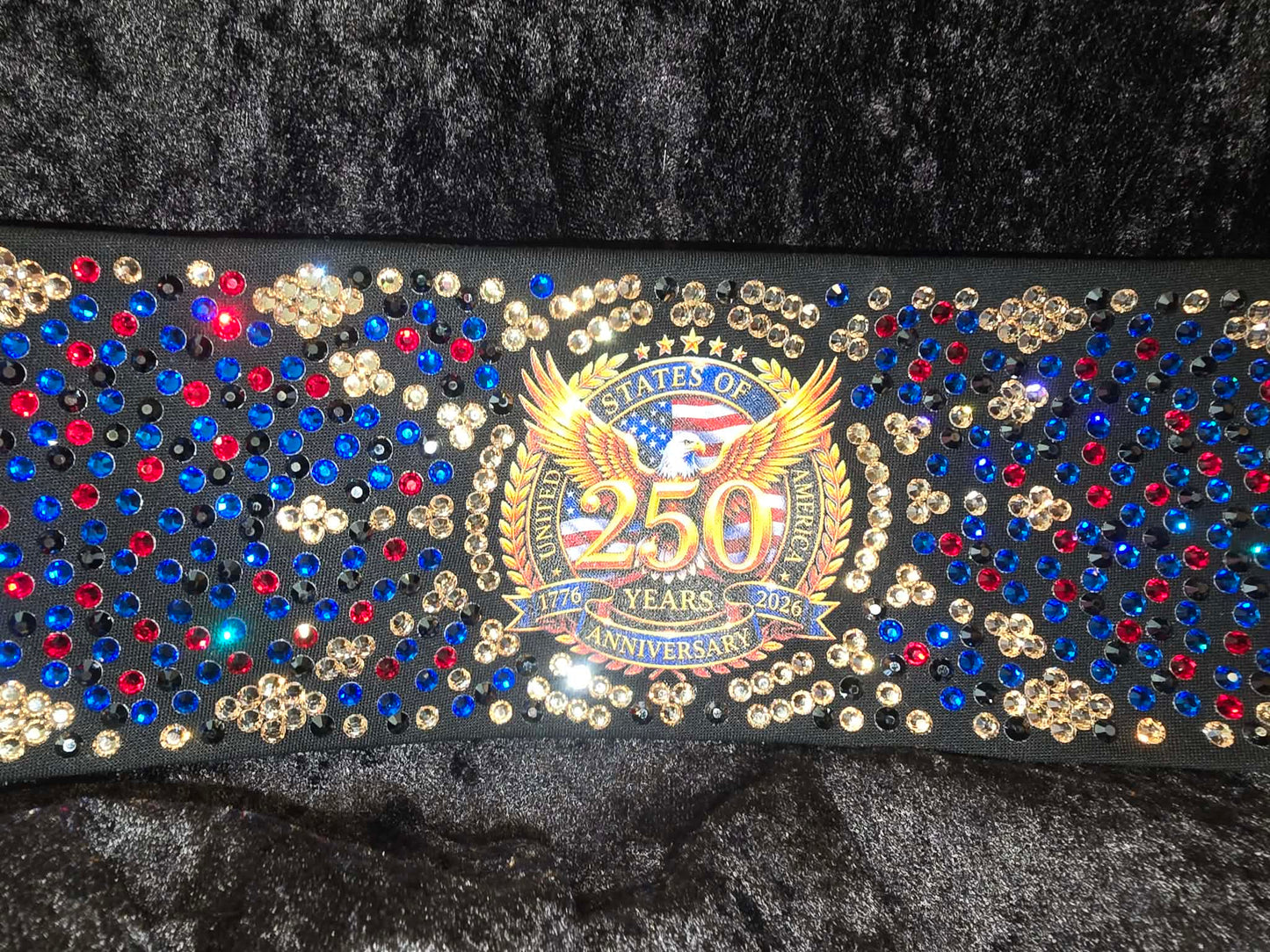 Extra Super LeeAnnette 250th Anniversary Bandana with Black,Capri, Red and Honey Austrian Crystals (S48165)
