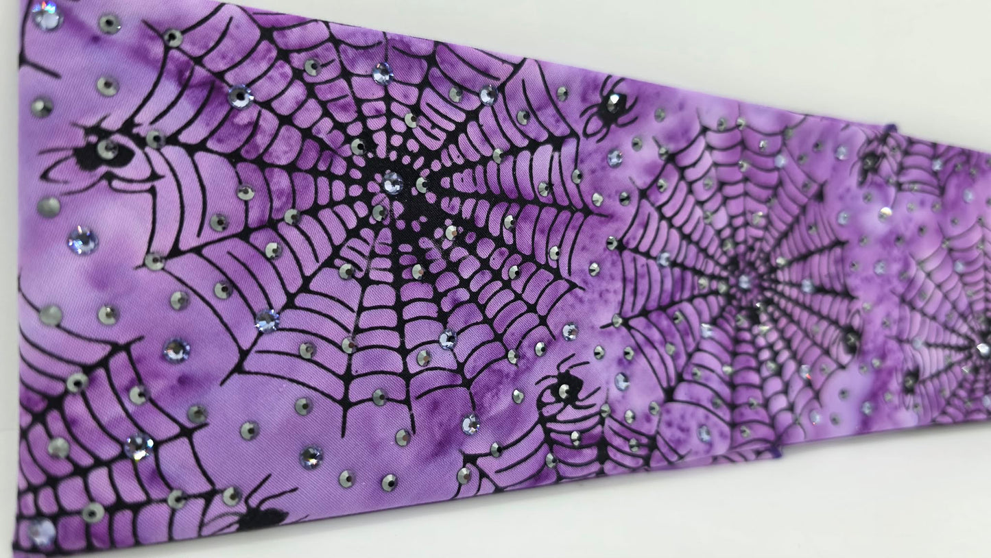Purple Spider Webs Bandana with Light Purple and Black Austrian Crystals (E60123)