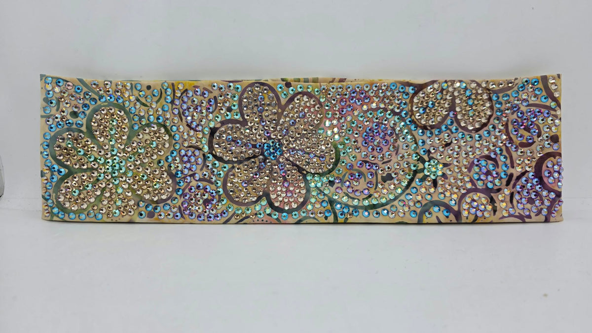 Super Duper LeeAnnette Batik Flowers Bandana with Multi-color Austrian Crystals (D49512)