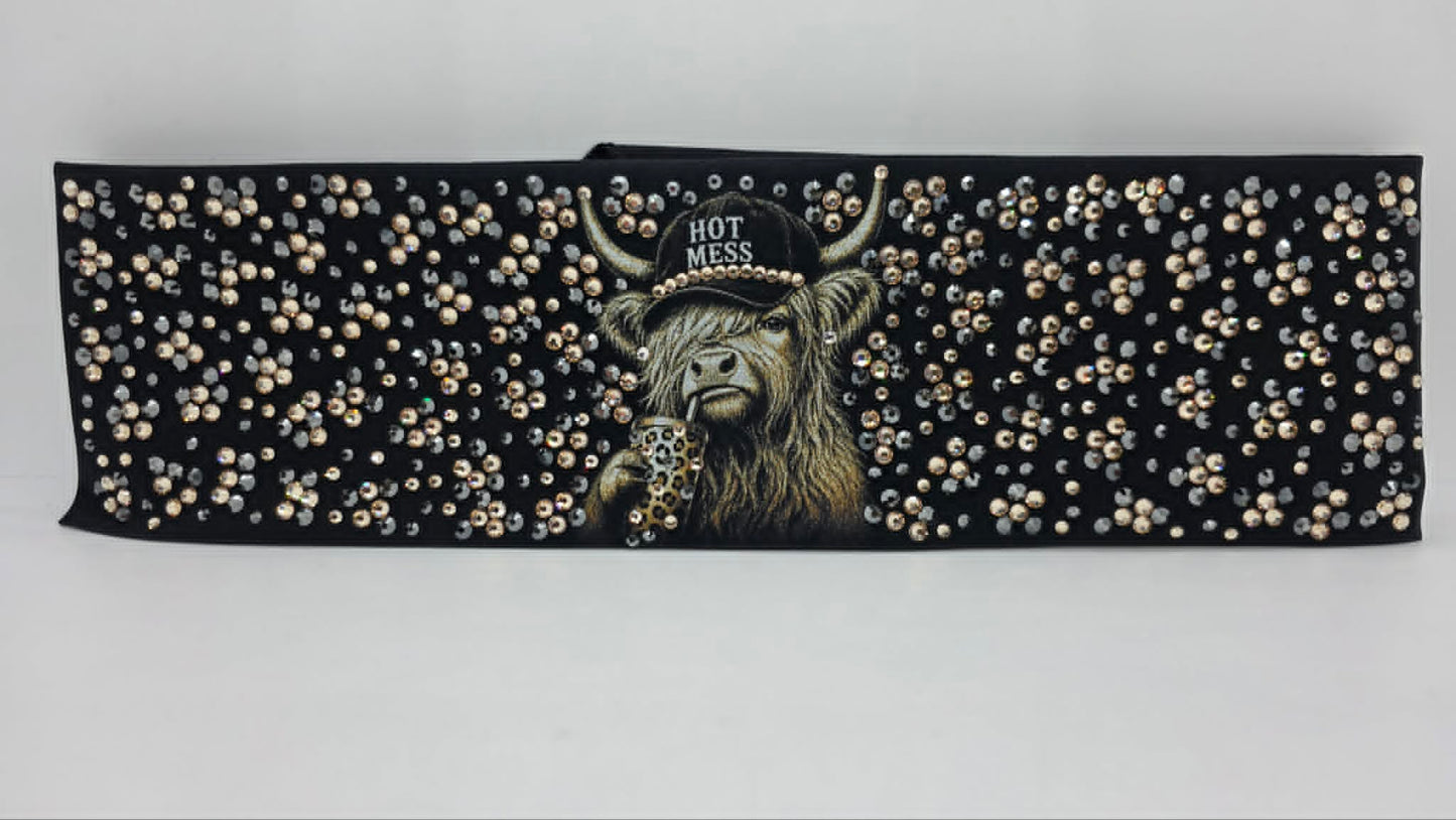 Super LeeAnnette Highlander Cows Bandana with Honey and Black Austrian Crystals (S48173)