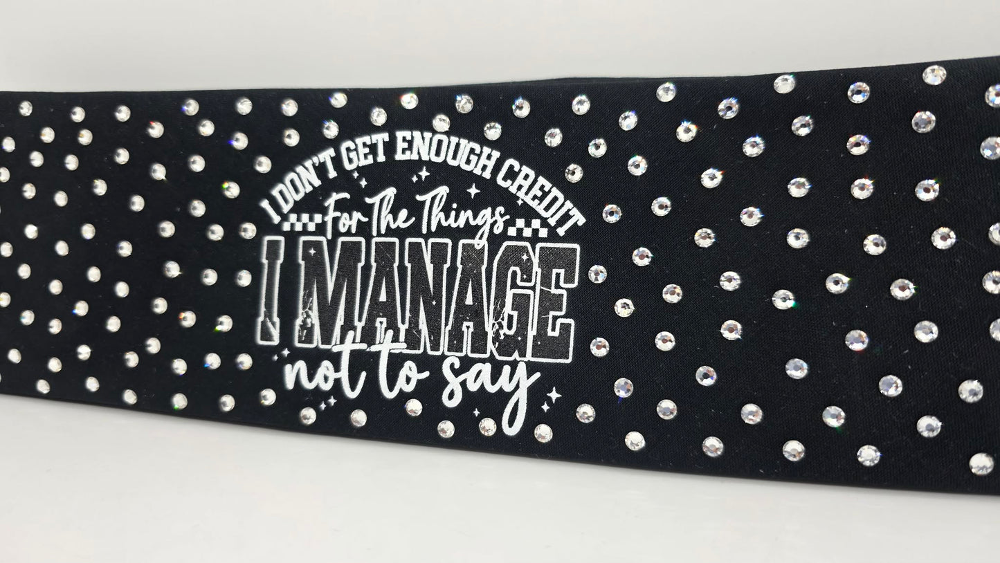 Black Bandana - Things I manage not to Say with Diamond Clear Austrian Crystals (E60162)